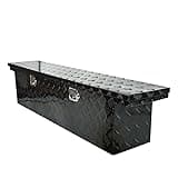smileracing 60"X12"X14" Black Heavy Duty Aluminum Pickup Truck Bed 5 Bar Tread Pattern Truck Tool Box, Underbody Tool Box Storage Trailer Box with Lock & Key, for RV, ATV, Trailer & Truck