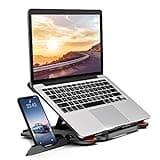 Ergonomic Adjustable Laptop Stand for Desk with Phone Holder & 360° Rotation - Foldable Portable Stand for 10-17" Laptops, MacBook Pro 16", Gaming Laptops, Tablets | Heavy-Duty & Ventilated Design
