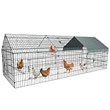 PawGiant Chicken Coop Chicken Run Pen for Yard with Cover 130"×40"×40" Outdoor Metal Portable Chicken Tractor Cage Enclosure Crate Outside for Small Animals Duck Rabbit Hen