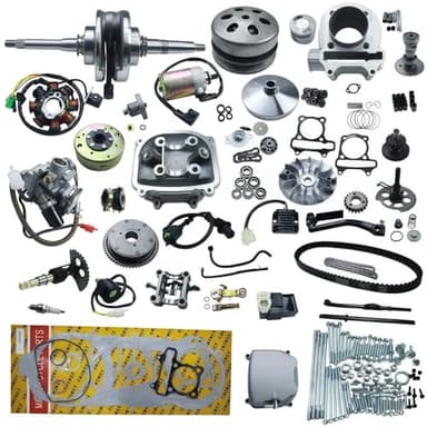 Hauertzx Complete Engine Parts Comp 57.4mm Cylinder Rebuild Kit Head Comp fit for 4 Stroke GY6 125cc 150cc 157QMJ 152QMI Engine Chinese ATV Quad Scooter Go Kart