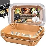 Air Fryer Liner Rectangular for Ninja Foodi Dual Basket 8QT 10QT, Bella Air Fryer Accessories, Air Fryer Liners 4 qt Rectangle, 125Pcs Parchment Paper liners for DZ201,DZ401, FG551
