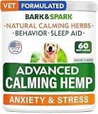 BARK&SPARK Advanced Calming Hemp Treats for Dogs - Hemp Oil + Melatonin - Anxiety Relief - Separation Aid - Stress Relief During Fireworks, Storms, Thunder - Aggressive Behavior, Barking - 60Chews