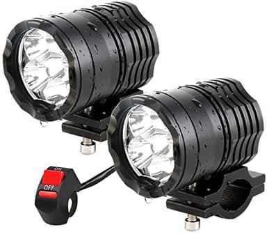 Motorcycle Driving Lights 12-60V 40W 3600LM LED Fog Lights for ATV UTV Bike Car Truck Boat Forklift Waterproof LED Spotlights with 6 Light Beads High Low Strobe Beam Switch Universal (Black 2)