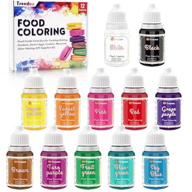 Food Coloring Liquid Set,12 Colors x10ml Food Grade Vibrant Food Dye Concentrated Liquid Coloring for Cake Decorating,Baking,Easter Eggs,Fondant,Icing,Slime Making DIY Supplies Kit-0.35 Fl. oz/Bottles