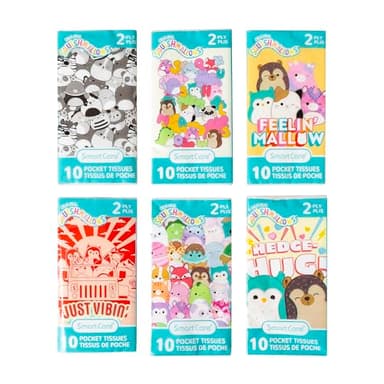 Smart Care Squishmallows Pocket Tissue, Ultra Soft 2-Ply, 6PK
