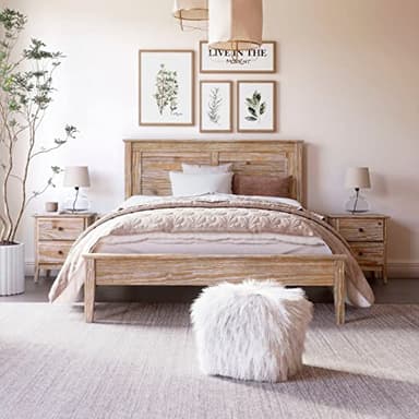 Grain Wood Furniture Greenport Solid Wood Platform Bed, Queen Size, Brushed Driftwood
