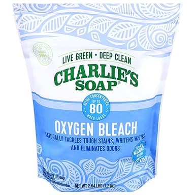 Charlie's Soap – Oxygen Bleach (2.64 Lbs., 1 Pack) Non-Chlorine Bleach Alternative Powder – Whiten Laundry & Remove Stains – Safer for Colors