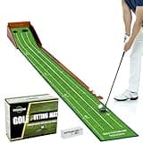 Putting Green Indoor - Outdoor Putting Green,Putting Matt for Indoors, Golf Practice Mat with Auto Ball Return, Solid Wood, Velvet Surface, Perfect Portable Gift for Office Home Outdoor