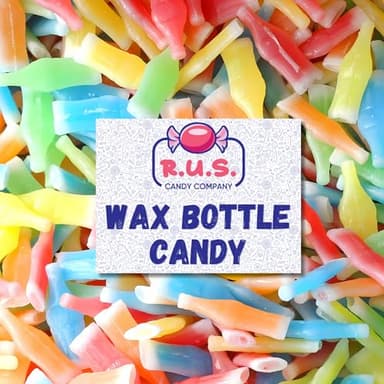 Old-Fashioned Wax Bottle Candy – 1/2 Lbs Bulk Pack – 5 Fruity Flavors (Lemon, Blue Raspberry, Orange, Cherry, Green Apple) – Retro Candy Drinks for Parties and Nostalgic 90's Buffet (Half Pound)