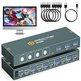 USB3.0 KVM Switch 4 Computers 1 Monitors,4K@60HZ 4 Port HDMI KVM Switcher with 3 USB3.0 Ports to Share Keyboard Mouse Printer,4 in 1 Out Monitor Switch，EDID Adaptive