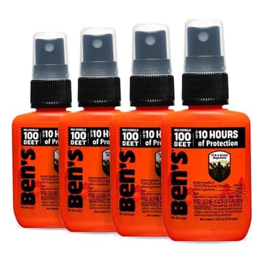 Ben's 100 Tick & Insect Repellent - Alcohol-Free DEET Insect Repellent Pump Spray - Offers 10 Hours of Protection for Adults & Children - 1.25 fl oz (Pack of 4)
