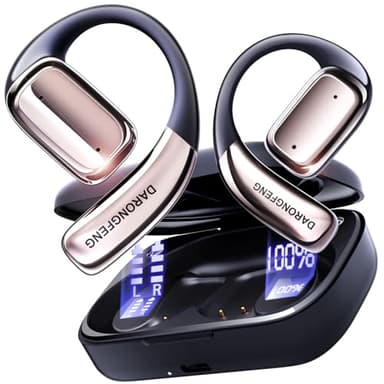 DARONGFENG Open Ear Wireless Bluetooth Headphones, Pain-Free Air Conduction Ear Buds with LED Digital Display Charging Case, Sweat Resistant for Running, Safe Driving, and Extended Daily Use