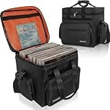 BQKOZFIN Vinyl Record Carrying Bag Travel Storage Case for Vinyl Albums Holds up to 60+ LP Records