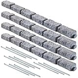Beuta Landscape Edging | Garden Edging Border | No Dig Faux Stone Bricks & Spikes for Lawn Edging, Flower beds, Pathways & Yards – 4 Packs | Each Pack Has 6 Bricks 48" Lx 4" W x 2.25" H|Greystone