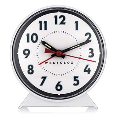 Westclox Keywound Analog Alarm Clock, Loud Bell Alarm, Manual Wind Up, No Batteries or Electricity Required (White, 4.5" x 4.25")