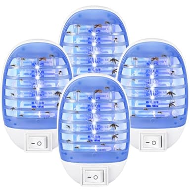 4 Pack Bug Zapper Indoor, Electronic Fly Trap Insect Killer, Fly Trap Zapper for Indoors, Plug in Bug Zappers Mosquitoes Killer Mosquito Zapper with Blue Lights for Home, Office, Kitchen, Bedroom