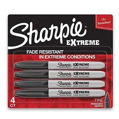 Sharpie Extreme Permanent Markers, Fine Point, Black, 4 Count - Fade Resistant Against Both Wet and Dry Outdoor Elements