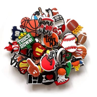 37 64pcs Sports Ball Shoe Charms, Random Croc Charms Pack for Shoe Decoration (37Pcs)