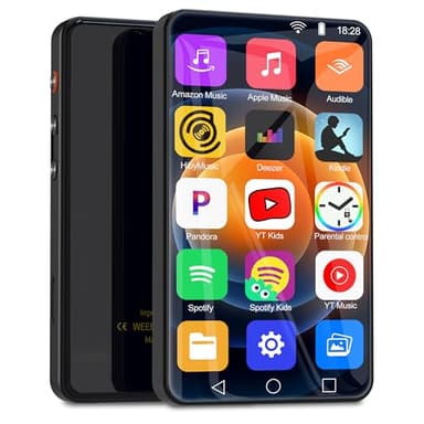 144GB MP3 Player with Bluetooth and WiFi, Parental Control 4" HD Full-Color Touch Screen Music Player with Spotify, Amazon Music, YouTube, Pandora, Android Mainstream Media MP4 Player for Kids, Black