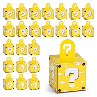 Eaezerav 24 Pcs Video Game Theme Party Treat Boxes Mystery Video Game Gift Box with Question Mark Cardboard Snack Candy Boxes for Kids Birthday Party Favors Decorations