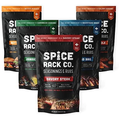 Spice Rack Co. BBQ Seasonings And Rubs - Smoking & Grilling Spices and Seasonings Sets, Grilling Accessories & Smoker Accessories, Valentines Day Gifts For Him, Mens Valentines Gifts For Men (5 Pack)