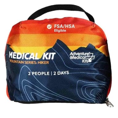 Adventure Medical Kits Mountain Series Medical Kit - Hiker - Emergency Medical First Aid Kit - for 2 People for 2 Days - Comes with a Trauma Pad, Medicine, Guide Book & More - Sunset