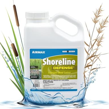 Airmax Shoreline Defense Emergent Weed Control Concentrated Treatment, Aquatic Herbicide (Glyphosate) for Phragmites, Pond Grass & Cattails, 1 Gallon