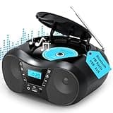 Boombox Portable CD Players for Home with Bluetooth, Boombox CD Player FM Radio Combo, Stereo Sound, AC/Battery Powered, CD/CD-R/RW Compatible, Support AUX/USB/Headphone, Sleep Timer, Repeatable