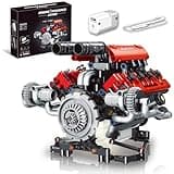 OWNONE 1 V8 Engine Model Kit That Work - 8-Cylinder Visible Engine Building Blocks Set with Motor, LED Light & APP Control - Build Your Own Engineering Kit, STEM Project for Adults & Kids (660 PCS)