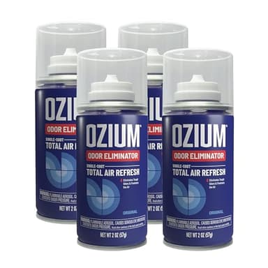 OZIUM® Air Freshener Odor Eliminator, 2oz Single Shot Total Air Refresh & Car Air Freshener – Original – 4 Pack