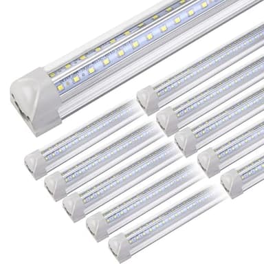 10Pack 4FT LED Shop Light - 50W 8000LM 6500K Linkable Clear Cover T8 LED Tube Light for Workshop, Warehouse, Basement - Plug and Play