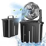Ausic Portable Misting Fan - 9L Bucket, 10-inch Outdoor Fans for Patios/Camping/Beach/Golf etc., 20000mAh USB Rechargeable Battery Powered Floor Water Cooling Fan, 3 Strong Winds, 3 Spray Mister