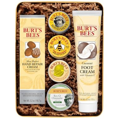 Burt's Bees Gifts Ideas - Classics Set, 6 Products in Giftable Tin – Cuticle Cream, Hand Salve, Lip Balm, Res-Q Ointment, Hand Repair and Foot Cream