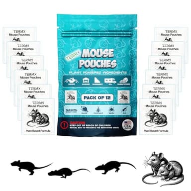 TERMX 12Pack Natural Mouse Repellent Pouches Indoor Botanical Vamoose Rodent-Repelling Pouches for Mice and Rodent Control at Home Attic Office Shed Barn Storage/RV