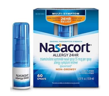 Nasacort Allergy 24 Hr Multi-Symptom Nasal Allergy Spray - 60 Sprays, Pack of 4