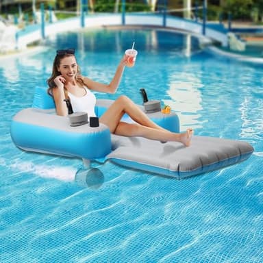 Motorized Pool Float for Adults - Rechargeable Dual Motors Heavy Duty Pool Lounger with 2 Storage Pockets, 250 lb Capacity, Electric Floating Raft for Lake/Pool