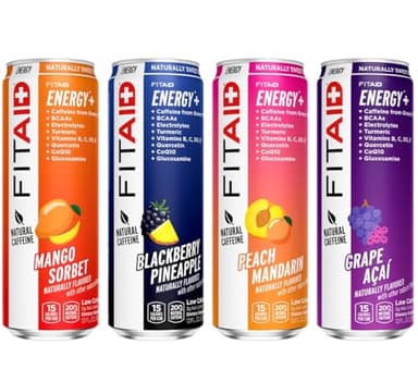 LIFEAID FITAID Energy, 200mg Natural Caffeine, Keto, Variety Pack, Optimum Performance Formula: BCAAs, Quercetin, Electrolytes, Omega-3s, 15 Calories, Paleo, Vegan & Gluten-Free, 12 Fl Oz (Pack of 12)