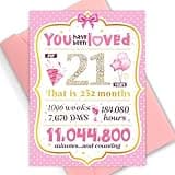 21st Birthday Card TSVATE 21 year Old Girl Birthday Gifts, Sweet 21 year Old Birthday Card, Birthday Gifts for 21 year Old Girls Daughter Niece Granddaughter Sister, 21st Birthday Decorations for Girl