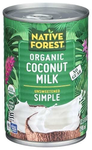 Native Forest Organic Coconut Milk Unsweetened - Unsweetened Coconut Milk Canned & Organic, Simple, Vegan, Gluten Free, Non-GMO, No Guar - 13.5 Fl Oz (Pack of 1)