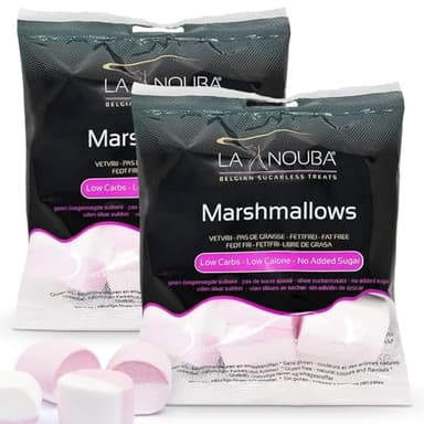 La Nouba Sugar Free Marshmallows, Keto Friendly, Zero Sugar, Low Carb, Perfect for Smores, Hot Chocolate & Baking, Gluten Free, Fat Free, 2 Pack (2.7 oz Each)