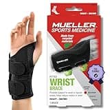 MUELLER Sports Medicine Green Fitted Wrist Brace for Men and Women, Wrist Pain Relief Support, Ideal for Carpal Tunnel, Tendonitis, Arthritis, Right Hand, Black, Small/Medium