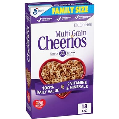 Multi Grain Cheerios, Heart Healthy Breakfast Cereal, Gluten Free, Family Size, 18 oz
