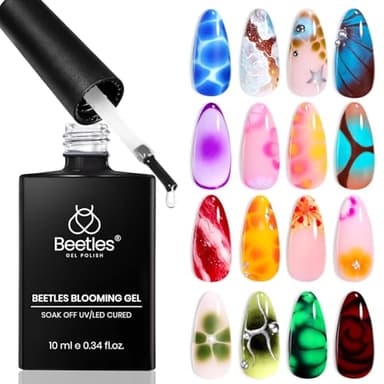 Beetles Blooming Gel 10ML, Blooming Gel Nail Polish Clear Uv Led Blossom for Spreading Effect Marble Natural Stone Watercolor Floral Print Soak Off Diy Summer Nail Art Design Manicure Gifts for Women
