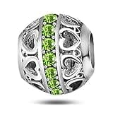 KunBead August Birthstone Love Heart Birthday Bead Charms Compatible with Pandora Bracelet for Mom Daughter Sister Auntie Grandma Friend Granddaughter