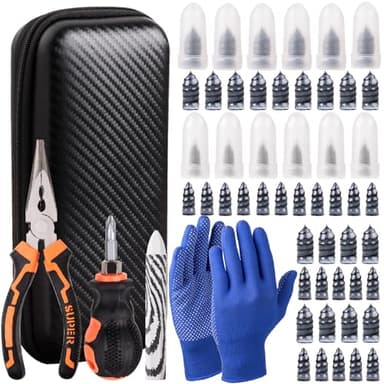 CalamariKey 100PCS tire Screw Plug Repair kit – No Tire Removal Needed, tire sidewall Repair kit, Patch Plug Tools & Portable Storage Bag – Quick Flat Tire Fix for Car, Truck, Motorcycle & SUV