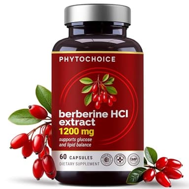 Pure Berberine HCl 1200mg – High Absorption Berberine Supplement for Metabolic Health, Advanced Glucose Metabolism Support, Digestive & Gut Balance, Cellular Energy, Vegan, Non-GMO, Made in USA