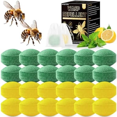 24 Pack Natural Wasp and Bee Repellent Outdoor, Peppermint Oil Carpenter Bee Repellent for Yellow Jackets, Hornets, Mud Wasps Deterrent for Indoor Outdoor Patio Garden Porch, Pet and Human Safe