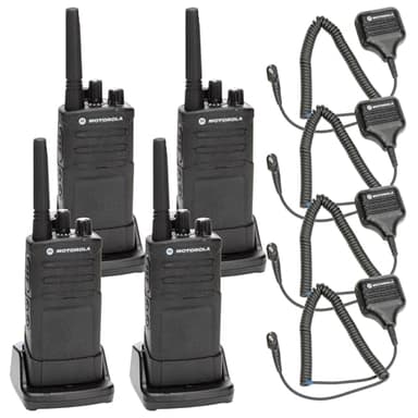 Motorola RMU2080 On-Site Rugged Two-Way Business Radio (RMU2080) + HKLN4606 Remote Speaker Mic (4-Pack)