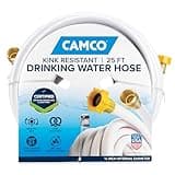 Camco TastePURE 25-Ft Water Hose - RV Drinking Water Hose Contains No Lead, No BPA & No Phthalate - Features Diamond-Hatch Reinforced PVC Design - 5/8” Inside Diameter, Made in the USA (22783)