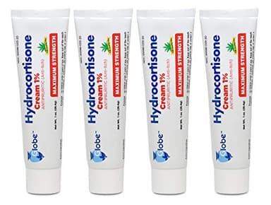 Globe (4 Pack) Hydrocortisone Maximum Strength Anti-Itch Cream 1% w/Aloe, Intensive Formula for Redness, Rash, Bug & Mosquito Bites, Eczema, Hemorrhoids, Sensitive Skin, Instant Itch Relief,1 oz Tube